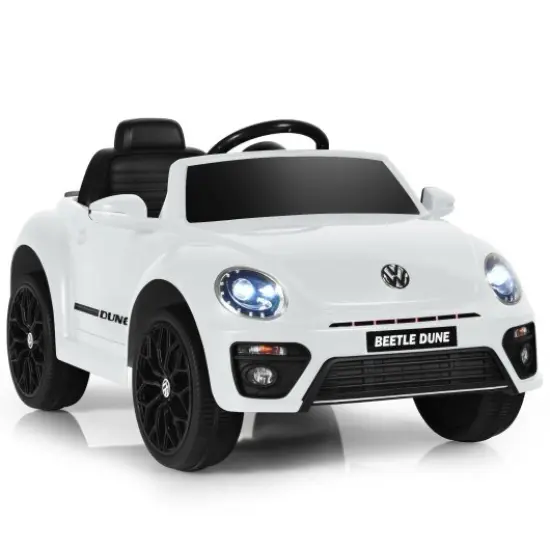 Kids Electric Ride On Car with Remote Control and Led Headlight Ideal Gift for Birthdays or Any Special Festival White {1}