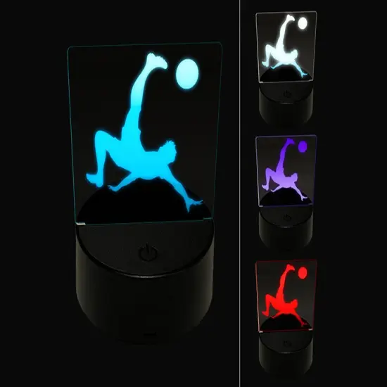 Soccer Player Bicycle Overhead Scissors Kick Ball Association Football 3D Illusion LED Night Light Sign Nightstand Lamp {1}