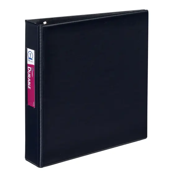 Avery Mini Durable 3 Ring Binder, 1" Round Rings, Holds 5-1/2" x 8-1/2" Paper, Label Holder, 1 Black Binder (27257) {1}