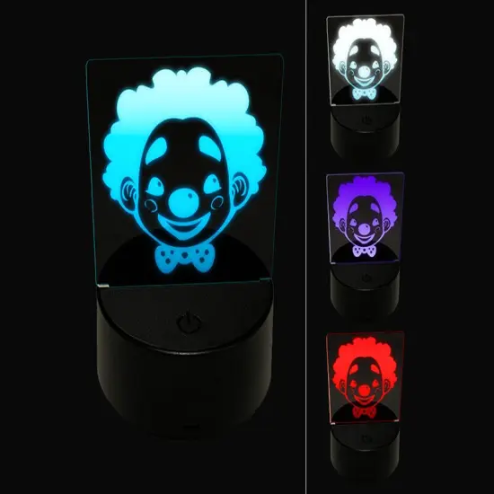 Cute Chibi Circus Party Clown Child Kid 3D Illusion LED Night Light Sign Nightstand Desk Lamp {1}