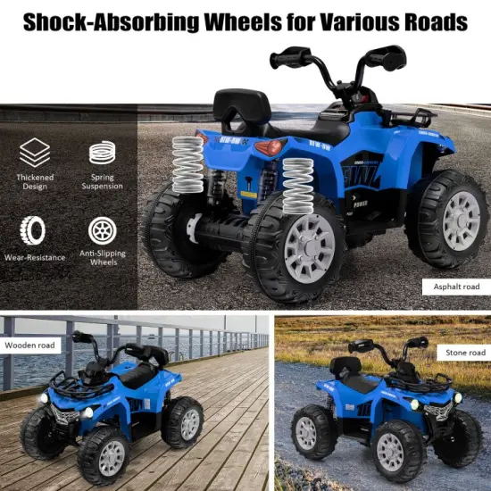 Kids Ride On Car Toy 4 Wheeler with MP3 and Headlights Ideal Gift for Birthdays or Christmas Blue {5}