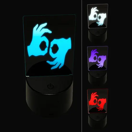 Sign Language Interpreters Symbol Deaf Hearing Impaired 3D Illusion LED Night Light Sign Nightstand Desk Lamp {1}