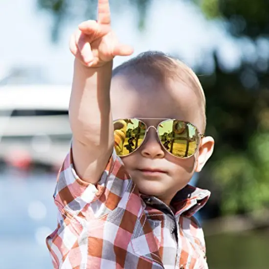 Livin' Well Baby Aviator Sunglasses for Kids - Gold {2}