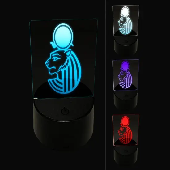 Sekhmet Head Egyptian Goddess of War 3D Illusion LED Night Light Sign Nightstand Desk Lamp {1}