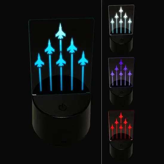 Fighter Jet Formation 3D Illusion LED Night Light Sign Nightstand Desk Lamp {1}