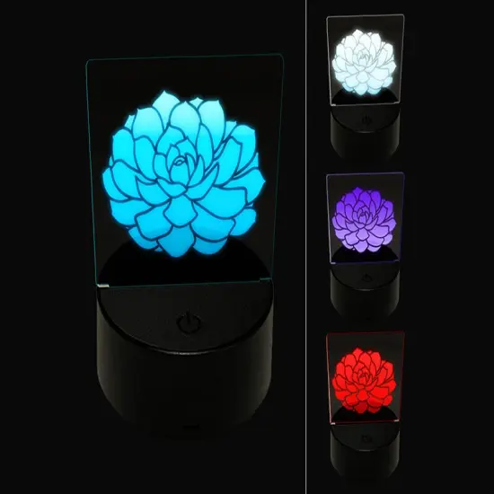 Echeveria Elegans Succulent Plant Mexican Snow Ball 3D Illusion LED Night Light Sign Nightstand Desk Lamp {1}
