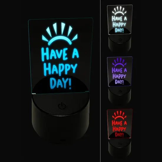 Have a Happy Day Sunshine 3D Illusion LED Night Light Sign Nightstand Desk Lamp {1}