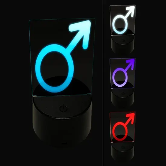 Mars Man Male Gender Symbol 3D Illusion LED Night Light Sign Nightstand Desk Lamp {1}