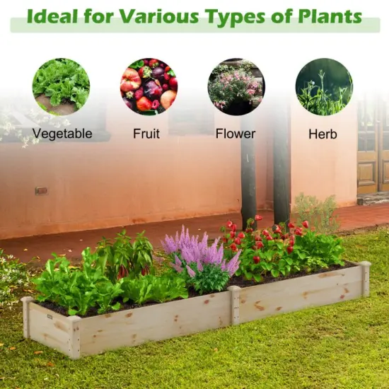 Wooden Raised Garden Bed Outdoor for Vegetables Flowers Fruit {5}