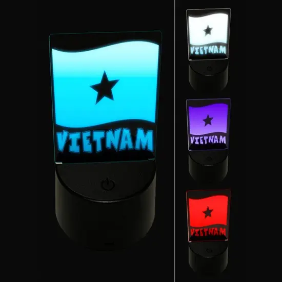 Vietnam with Waving Flag Cute 3D Illusion LED Night Light Sign Nightstand Desk Lamp {1}