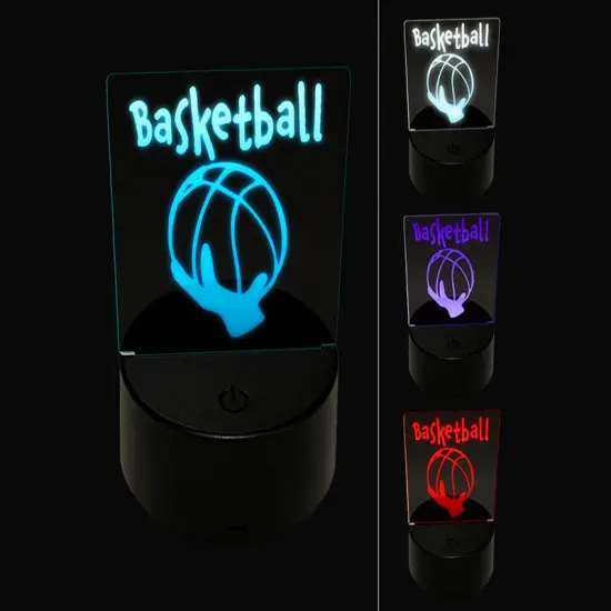 Hand Holding Basketball Abstract 3D Illusion LED Night Light Sign Nightstand Desk Lamp {1}