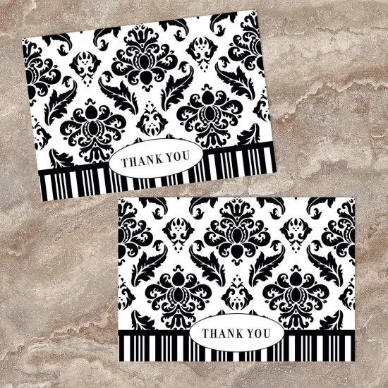 Great Papers! Black and White Damask Thank You Note Card, 4.875" x 3.375" (folded), 50 cards/50 envelopes {3}