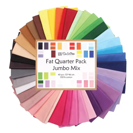 40 Fat Quarter Bundle -100% Cotton | Pure Solids | Colorful Mix - 40 Colors | Quilting & Crafting Soft Fabric | Special Jumbo Gift Bundle {1}