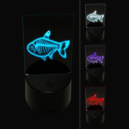 X-Ray Tetra Skeleton Fish 3D Illusion LED Night Light Sign Nightstand Desk Lamp {1}