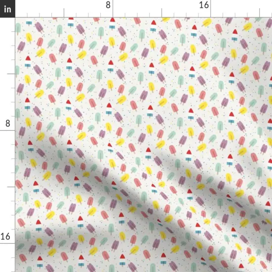 Various Fabrics by the Yard or Fat Quarter Desert Treats Ice Cream Pop Polka Dots Polkdadot Ditsy Scale Gray Yellow Green Pink Custom Printed Fabric by Spoonflower {2}