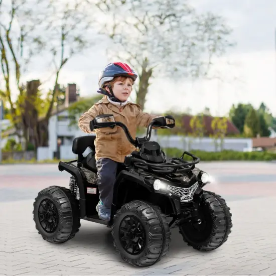 Kids Ride On Car Toy 4 Wheeler with MP3 and Headlights Ideal Gift for Birthdays or Christmas Black {6}