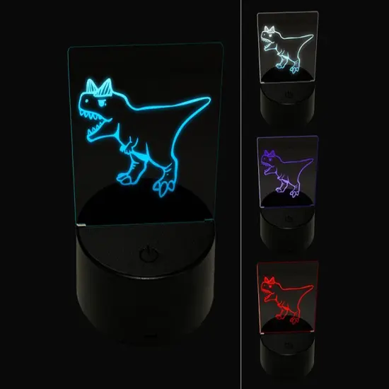 Aggressive Carnotaurus Horned Cretaceous Dinosaur 3D Illusion LED Night Light Sign Nightstand Desk Lamp {1}