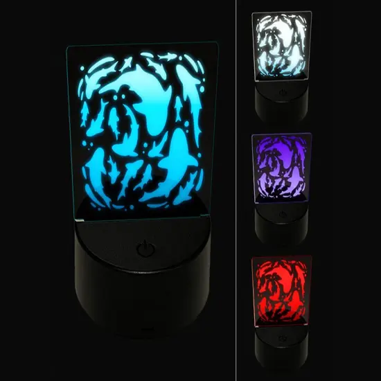 Whirlpool of Ocean Sharks and Fish 3D Illusion LED Night Light Sign Nightstand Desk Lamp {1}