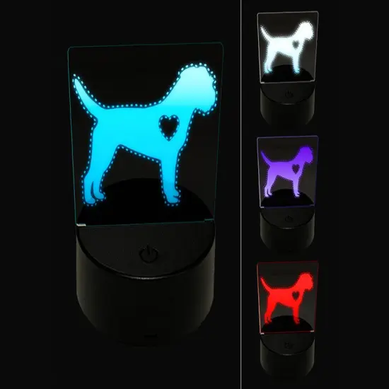 Border Terrier Dog with Heart 3D Illusion LED Night Light Sign Nightstand Desk Lamp {1}