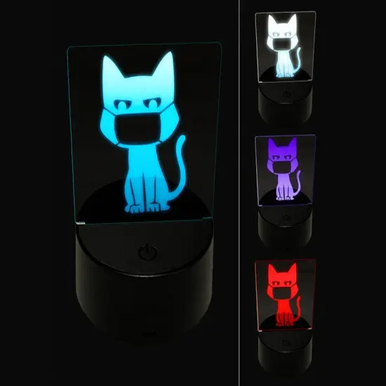 Cat with Mask Judging You 3D Illusion LED Night Light Sign Nightstand Desk Lamp {1}
