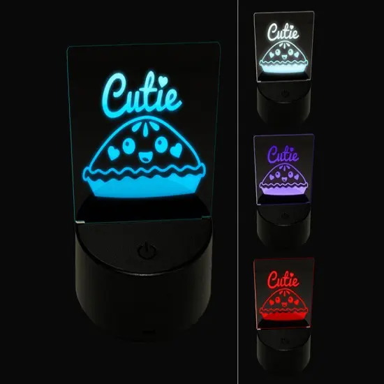 Cutie Pie 3D Illusion LED Night Light Sign Nightstand Desk Lamp {1}
