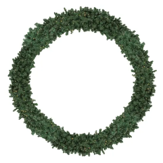 Northlight Pre-Lit High Sierra Pine Commercial Artificial Christmas Wreath - 12' - Warm White Lights Green {1}