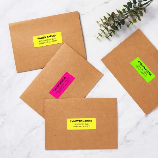 Avery Printable Address Labels with Sure Feed, 1" x 2-5/8", Assorted Neon (Magenta, Green and Yellow), 450 Blank Mailing Labels for Laser and Inkjet Printers (5979) {2}