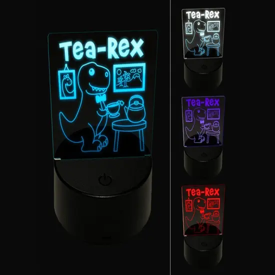 Tea Rex Tyrannosaurus Rex Dinosaur 3D Illusion LED Night Light Sign Nightstand Desk Lamp {1}