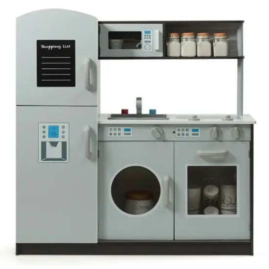 Kids Pretend Play Kitchen Cooking Set with Simulated Sound {2}