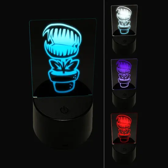 Venus Fly Trap Carnivorous Plant 3D Illusion LED Night Light Sign Nightstand Desk Lamp {1}