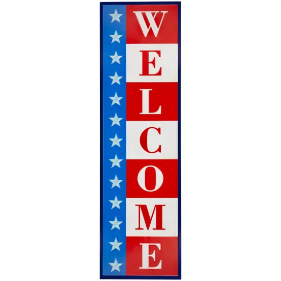 Northlight Americana "Welcome" Metal Porch Board Sign Decoration - 40" Red {3}