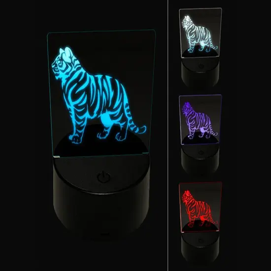 Regal Standing Bengal Tiger 3D Illusion LED Night Light Sign Nightstand Desk Lamp {1}