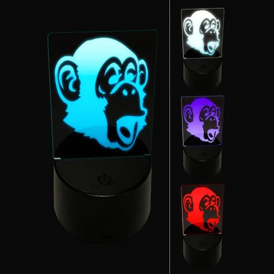 Surprised Chimpanzee Ape Head Monkey 3D Illusion LED Night Light Sign Nightstand Desk Lamp {1}