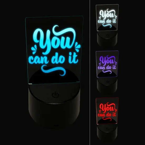 You Can Do It Motivational 3D Illusion LED Night Light Sign Nightstand Desk Lamp {1}