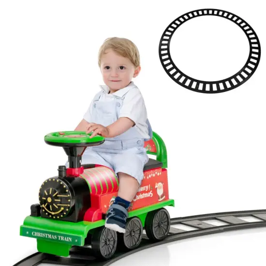 6V Electric Kids Ride On Train with 16 Pieces Tracks Green {9}