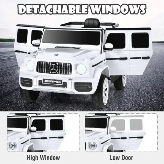 Steel Mercedes-Benz G63 Ride-On Car with Remote, Music and 2 Seats White {4}