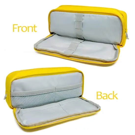 Wrapables Large Capacity Pencil Case, 3 Compartment Pencil Pouch for Stationery Pens, Yellow {3}