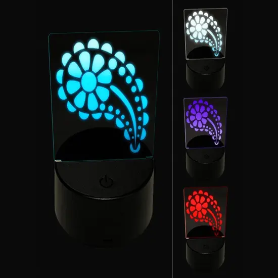 Cute Sweet Daisy Paisley 3D Illusion LED Night Light Sign Nightstand Desk Lamp {1}