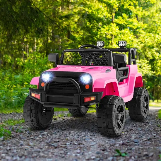 Kids Electric Ride-On Truck with Remote, Music and Safety Features Pink {3}