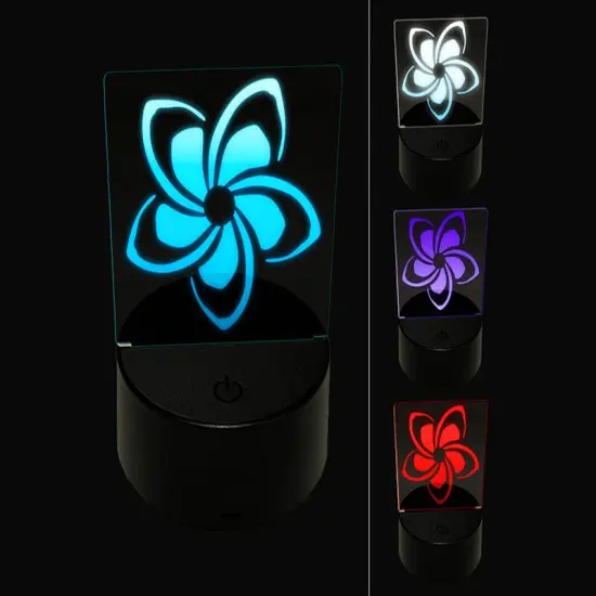 Plumeria Beautiful Tropical Spiral Flower 3D Illusion LED Night Light Sign Nightstand Desk Lamp {1}