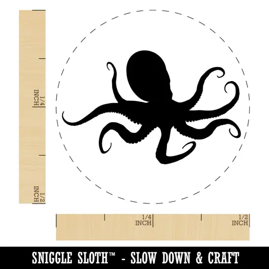 Octopus Solid Self-Inking Rubber Stamp for Stamping Crafting Planners Brown {1}