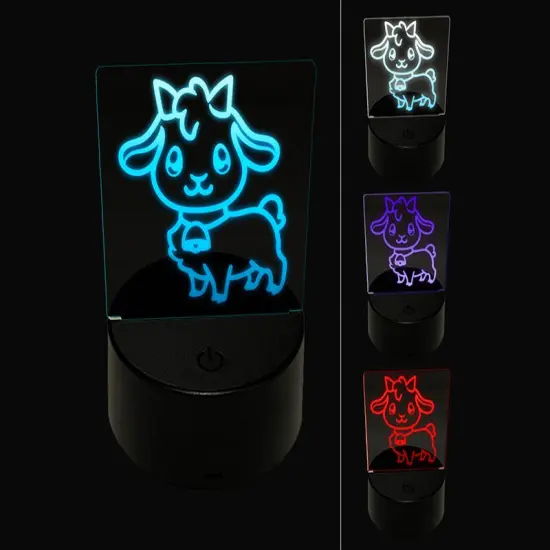Darling Goat Farm Animal 3D Illusion LED Night Light Sign Nightstand Desk Lamp {1}