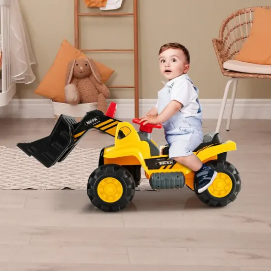 Kids Toddler Ride on Truck Excavator Digger - Yellow {5}