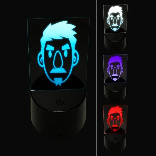 Human Male Character Face 3D Illusion LED Night Light Sign Nightstand Desk Lamp {1}