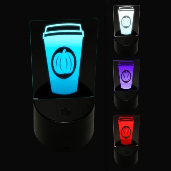 Pumpkin Spice Latte Coffee 3D Illusion LED Night Light Sign Nightstand Desk Lamp {1}