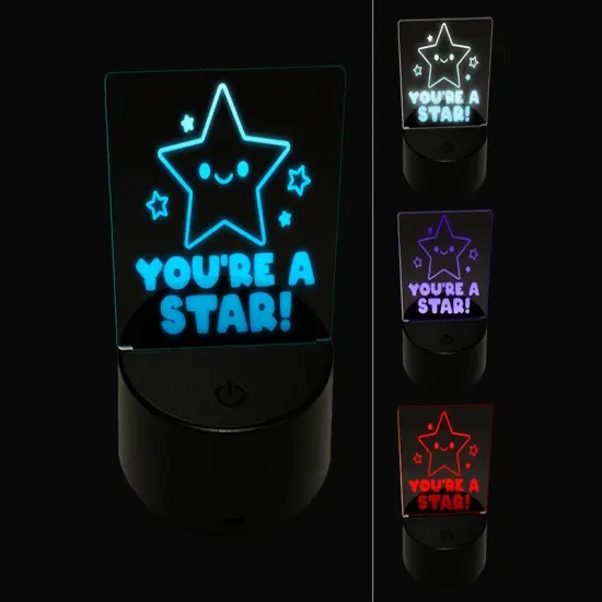 You're A Star Teacher Student 3D Illusion LED Night Light Sign Nightstand Desk Lamp {1}