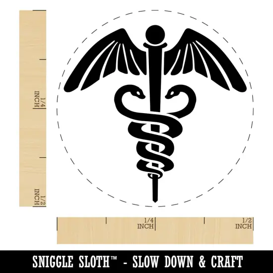 Caduceus Health Medical Symbol Self-Inking Rubber Stamp for Stamping Crafting Planners Orange {1}