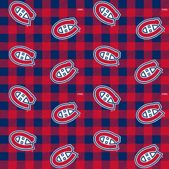 Sykel Enterprises NHL Team Cotton Flannel Fabric-Montreal Canadiens Buffalo Plaid Flannel Fabric {1}