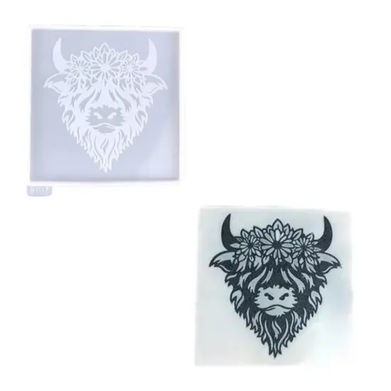 Highland Cow Square Tray or Coaster Mold for Epoxy Resin Art {1}