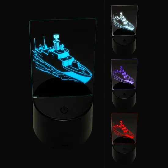 Naval Military Destroyer Battleship 3D Illusion LED Night Light Sign Nightstand Desk Lamp {1}